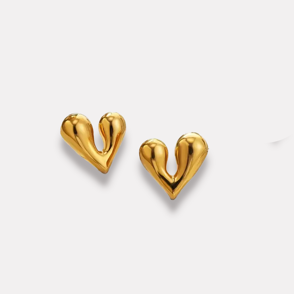 Heart Gold Stud Earrings